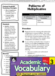 Patterns of Multiplication: Academic Vocabulary Level 3