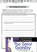The Great Gatsby Close Reading and Text-Dependent Questions