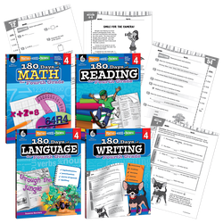 180 Days Reading, Math, Writing, & Language Grade 4: 4-Book Set