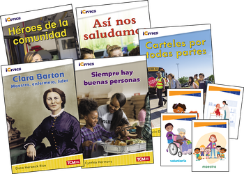 iCivics Spanish Grade K: Community & Social Awareness 5-Book Set + Game Cards