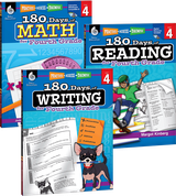 180 Days of Reading, Writing and Math Grade 4: 3-Book Set