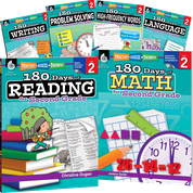 180 Days Reading, High-Frequency Words, Math, Problem Solving, Writing, & Language Grade 2: 6-Book Set