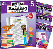 180 Days Reading, Spelling, Language, & Math Grade 5: 4-Book Set